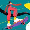 Illustration Skaterboarding Art paint by numbers