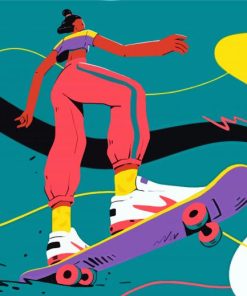 Illustration Skaterboarding Art paint by numbers