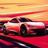 Red Tesla Car Illustration paint by numbers