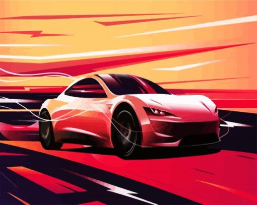 Illustration Tesla Car paint by number