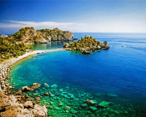 Isola Bella Taormina Landscape paint by numbers