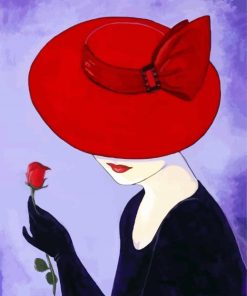Aesthetic Lady In Red Hat paint by numbers