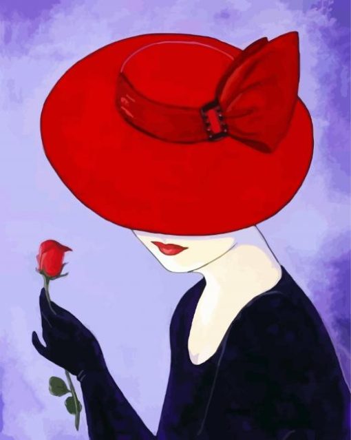 Aesthetic Lady In Red Hat paint by numbers