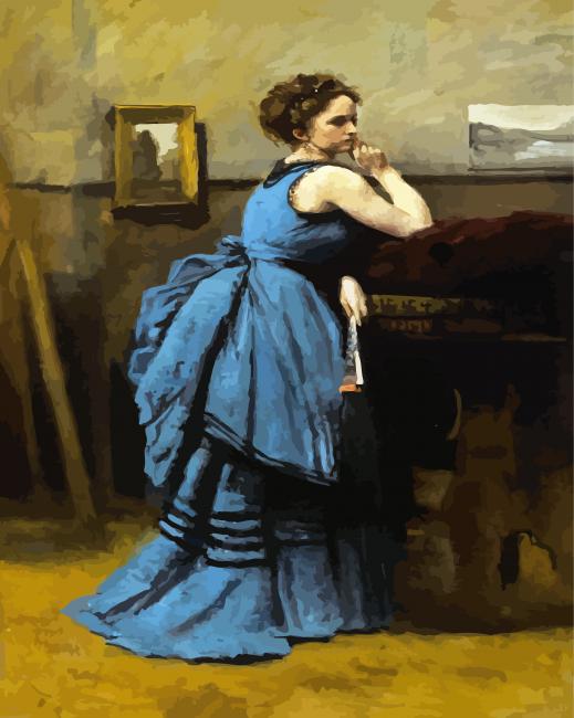 Classy Lady In Blue Dress paint by numbers