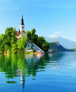 Lake Bled Castle In Slovenia paint by numbers