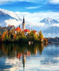 Lake Bled In Fall Slovenia paint by numbers