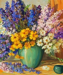 Larkspur Flowers In A Vase paint by numbers