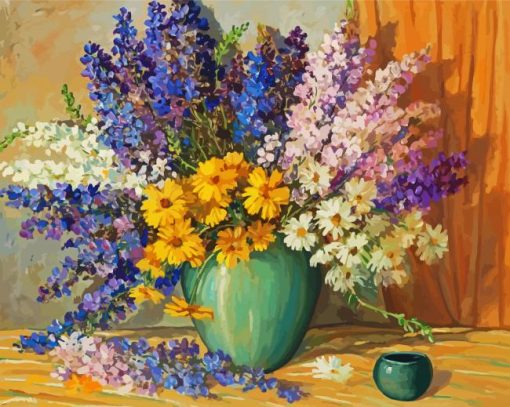 Larkspur Flowers In A Vase paint by numbers