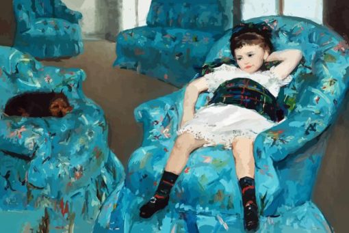 Little Girl In A Blue Armchair paint by number