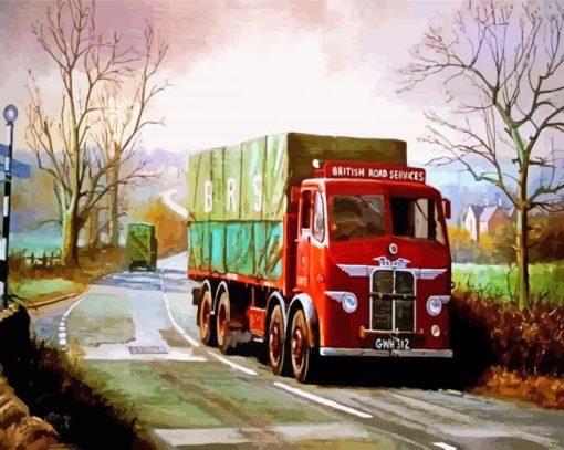 Red Lorry Truck On The Road paint by numbers