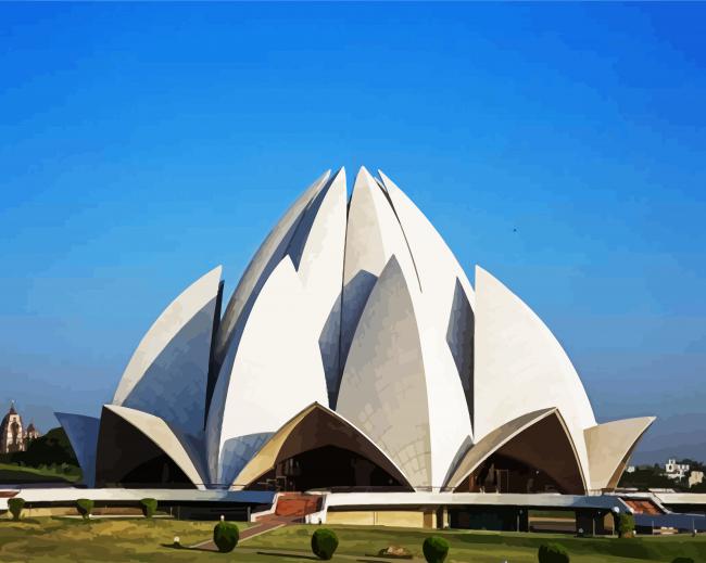 Lotus Temple Delhi India paint by numbers