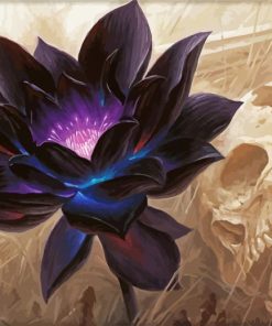 Magic Lotus Black Flower paint by numbers