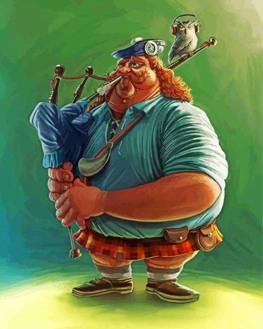Irish Man Playing Bagpipes paint by numbers