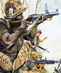 MIlitary Soldier Holding Rifle paint by numbers