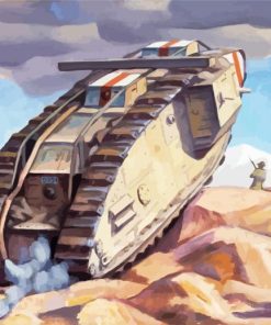 Military Tank And Soldier paint by numbers