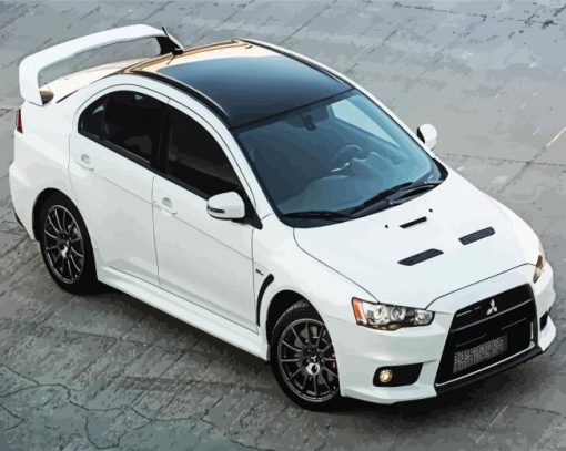 White Mitsubishi Lancer Sport Car paint by numbers