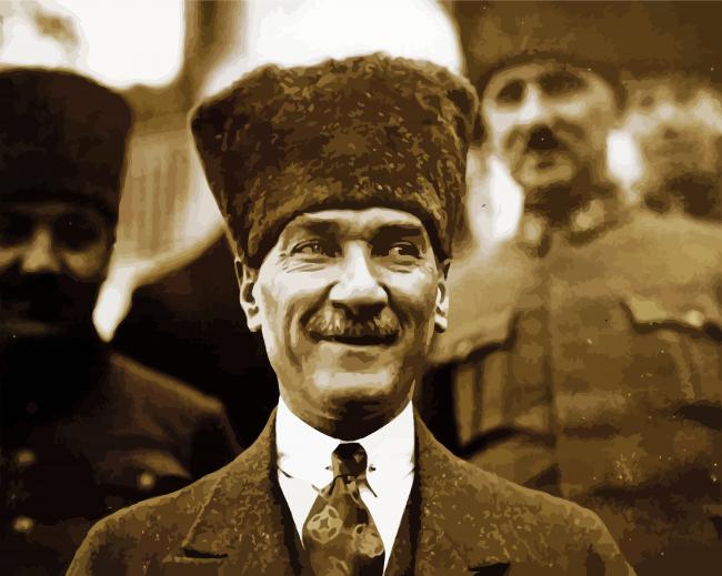 Monichrome Mustafa Kemal Ataturk paint by numbers