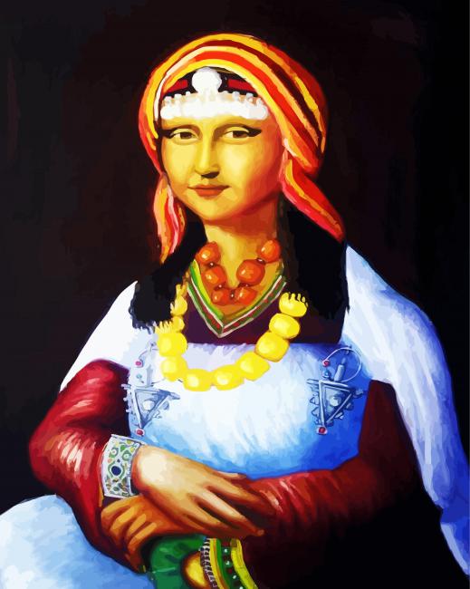 Aesthetic Moroccan Amazigh Mona Lisa paint by numbers