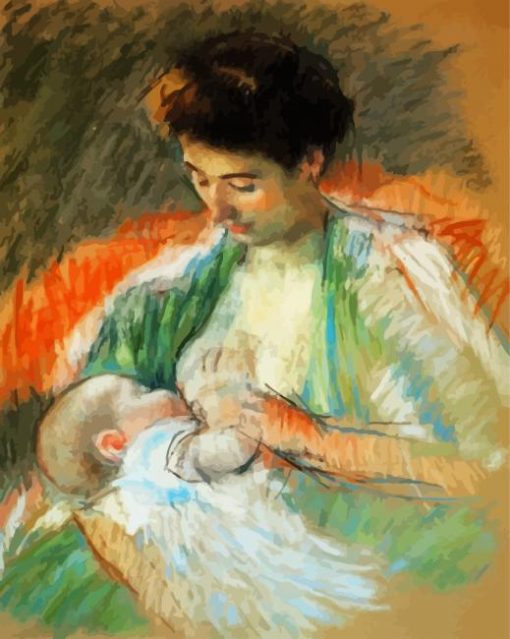 Mother Rose Nursing Her Child paint by number