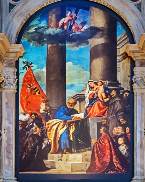 Pesaro Madonna By Tiziano paint by numbers