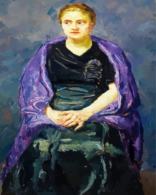 Portrait Of Mink With Violet Scarf paint by numbers
