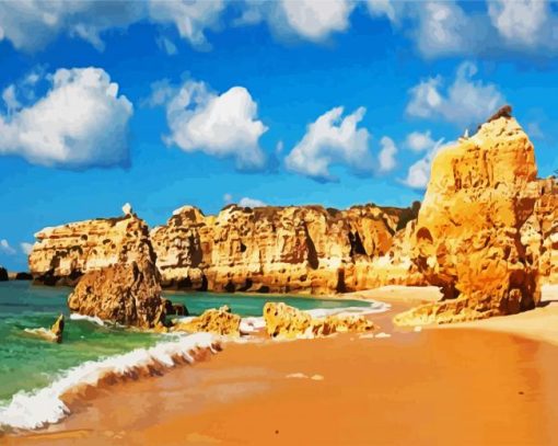 Portugal Faro Beach Seascape paint by numbers