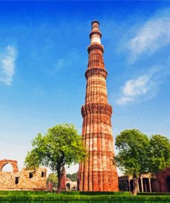 Qutab Minar Delhi India paint by numbers