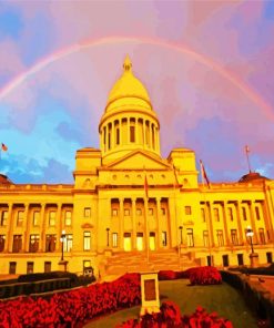 Rainbow Arkansas State Capitol paint by numbers