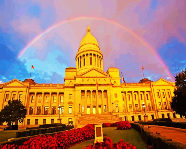 Rainbow Arkansas State Capitol paint by numbers