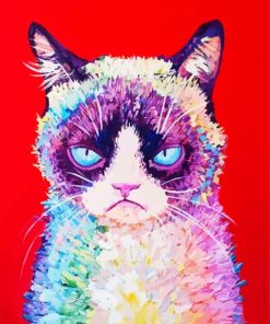 Rainbow Grumpy Cat paint by numbers