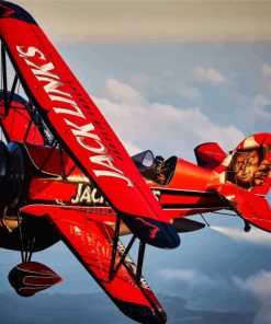 Aesthetic Red Biplane paint by numbers