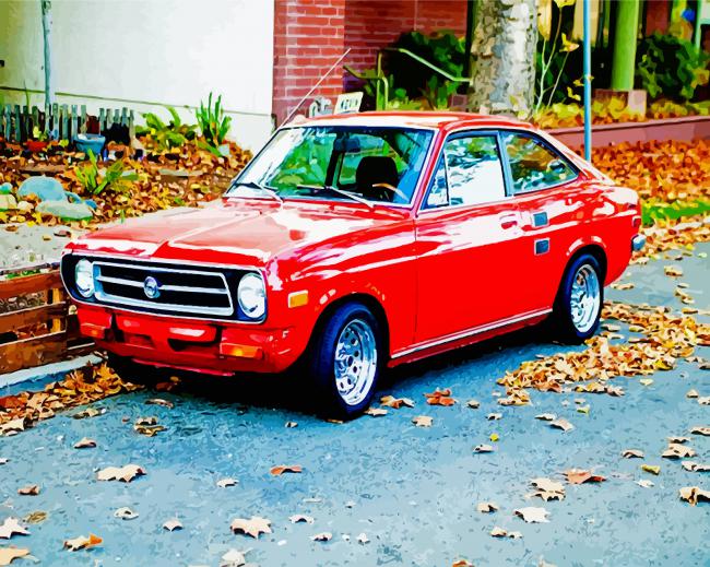 Classic Red Datsun Car paint by numbers