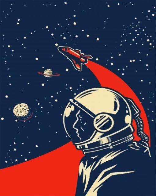 Retro Space Ilustration paint by numbers