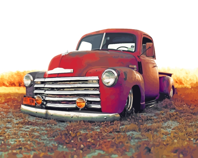 Old Red Rusty Chevrolet paint by number