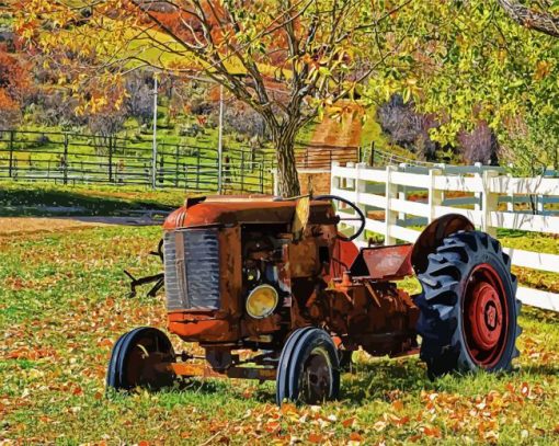 Rusty Red Tractor paint by numbers