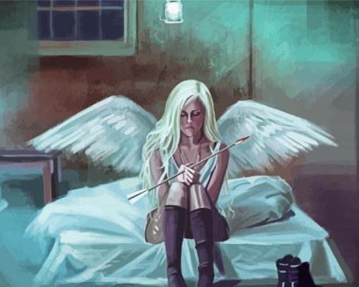 Aesthetic Sad Angel Girl paint by numbers