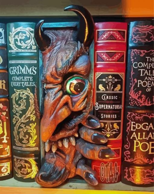 Scary Bookshelf paint by number