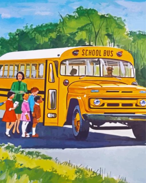 School Yellow Bus paint by numbers