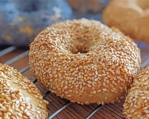Delicious Sesame Bagles paint by numbers