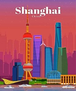 Shanghai City China Poster paint by numbers