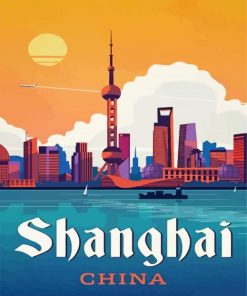 Shanghai Sunset Poster paint by numbers
