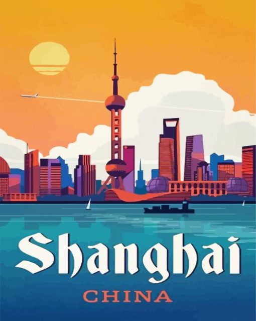 Shanghai Sunset Poster paint by numbers