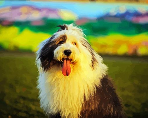 Cute Happy Sheepdog paint by numbers