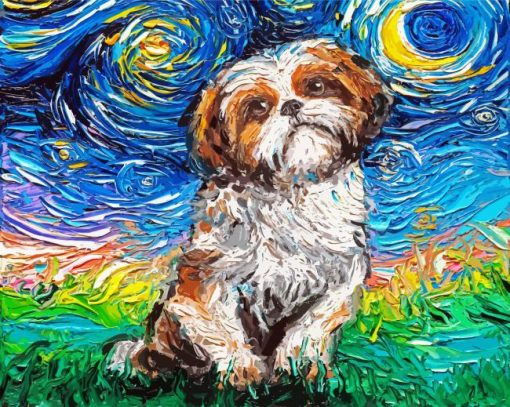 Shih Tzu Dog Pop Art paint by numbers