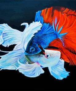 Aesthetic Siamese Fishes Fight paint by numbers