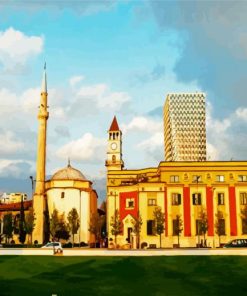 Skanderbeg Square Tirana Albania paint by numbers