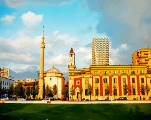 Skanderbeg Square Tirana Albania paint by numbers