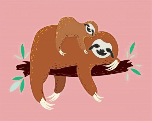 Sloth And Mom Animals paint by numbers