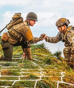 Soldiers Helping Each other paint by numbers