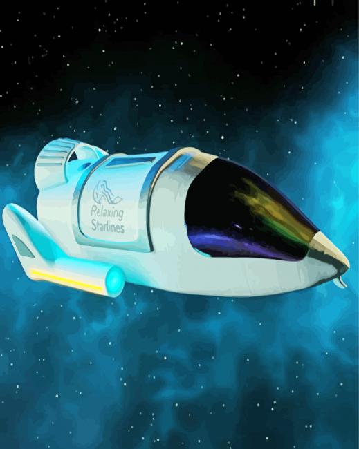 White Spaceship In Space paint by numbers